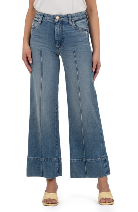 Meg Seamed High Waist Ankle Wide Leg Jeans (Faith)