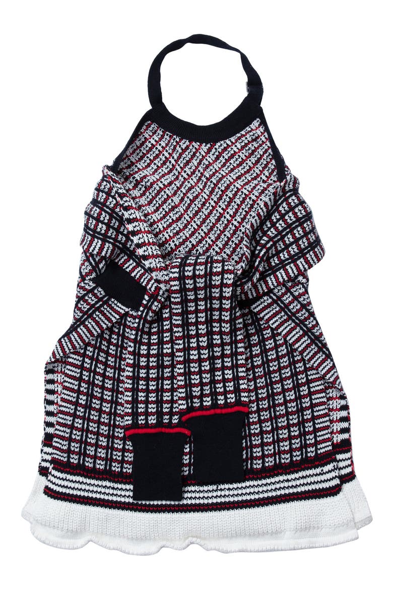 Plaid Jacquard Cotton & Wool Halter Top, Alternate, color, NAVY-WHT MULTI