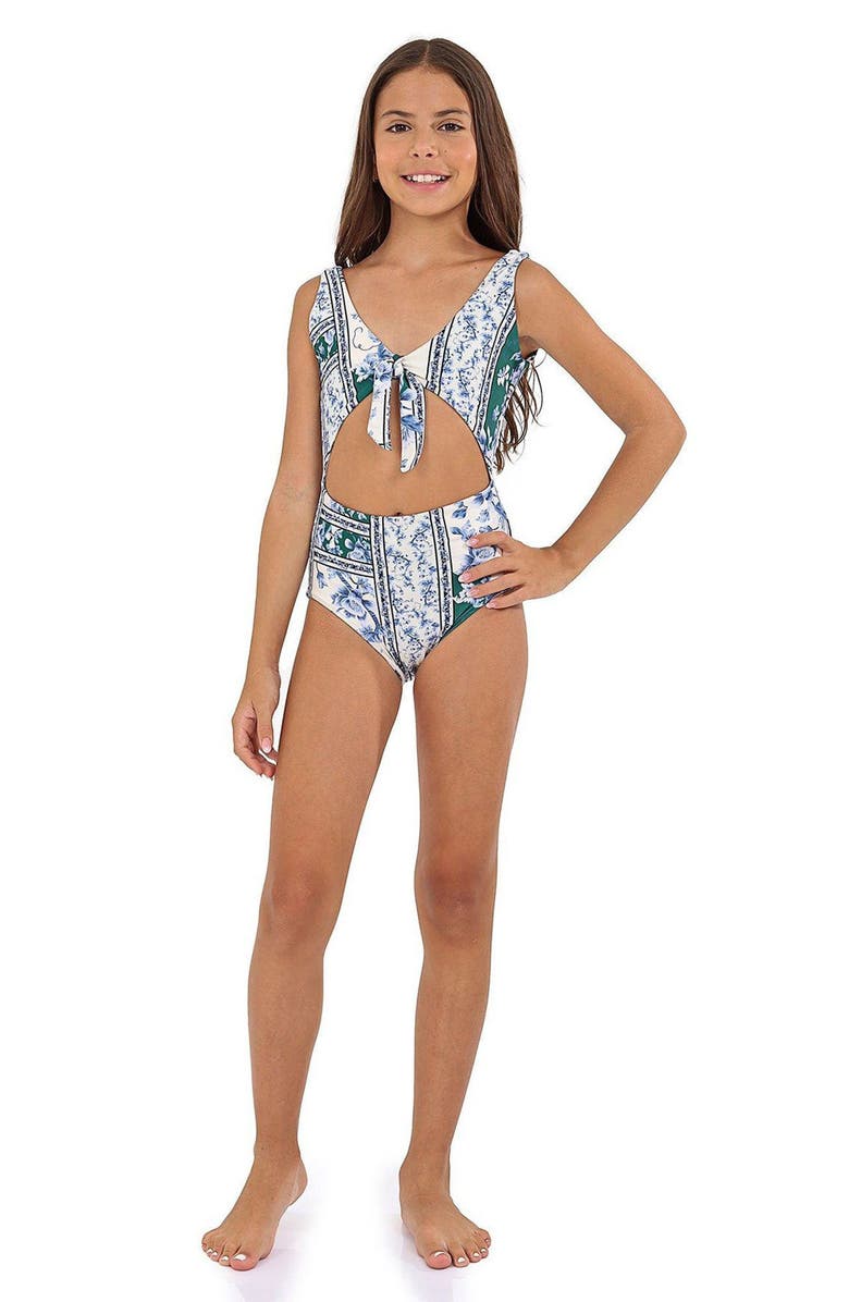 Agua Bendita Kids' Iliana Ivy Cutout Reversible One-Piece Swimsuit, Alternate, color, 