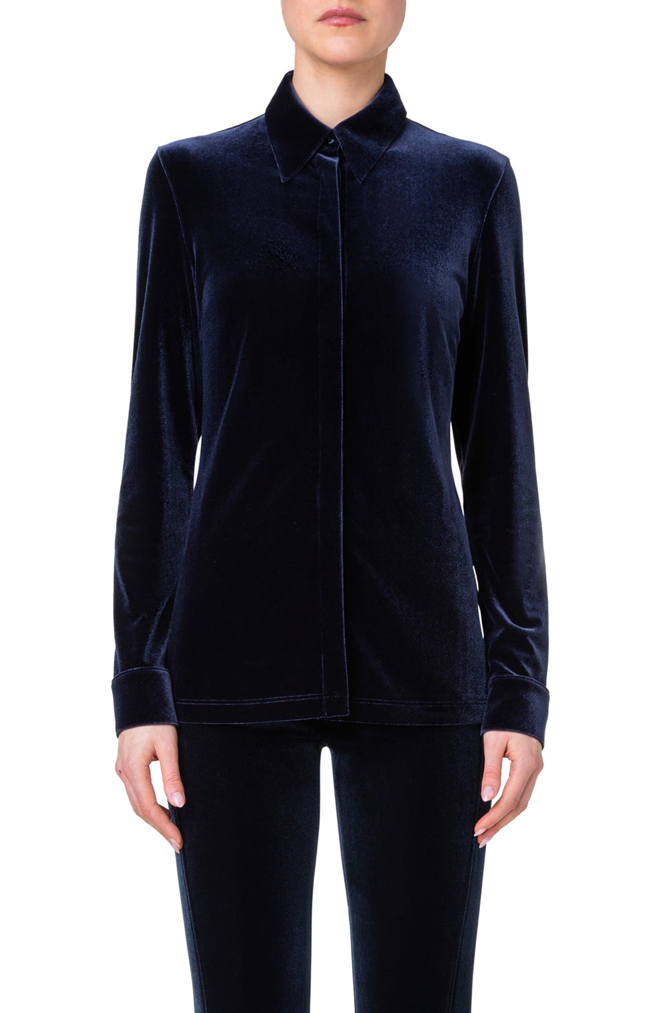 Akris Fluid Stretch Velvet Shirt