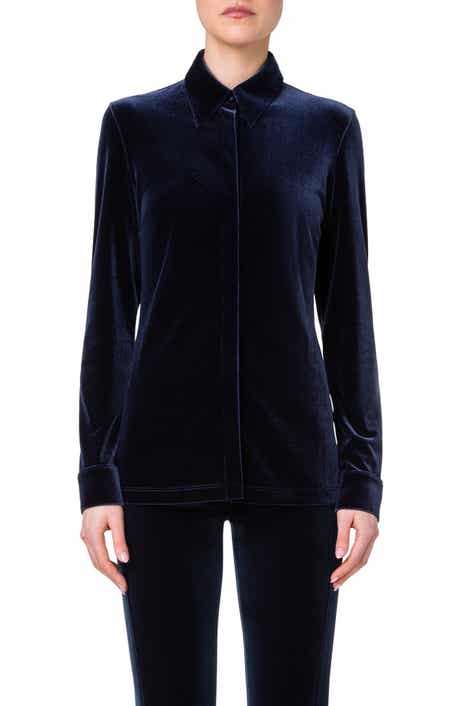 Akris Fluid Stretch Velvet Shirt