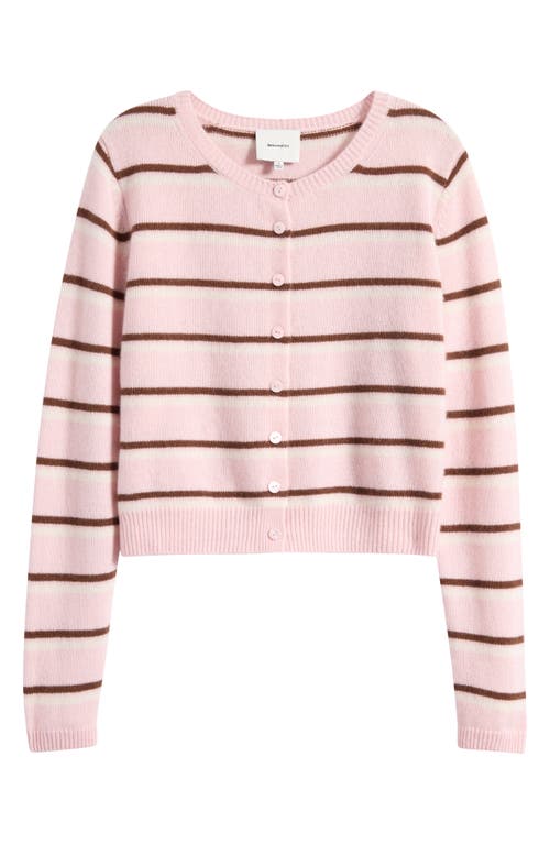 Reformation Clara Cashmere Crew Cardigan Cherry Blossom Stripe In Multi