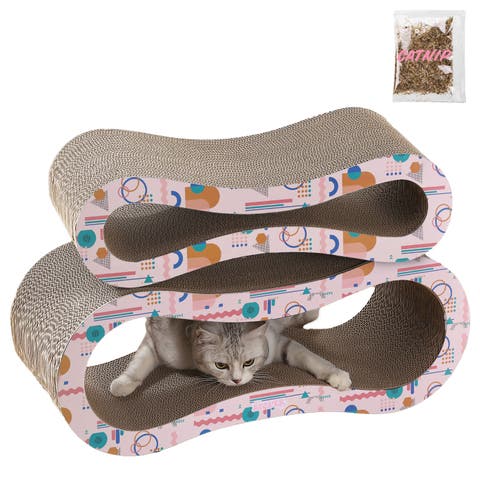 Suvi 26" Modern Cardboard Infinity 2-in-1 Lounge Bed Cat Scratcher with Catnip