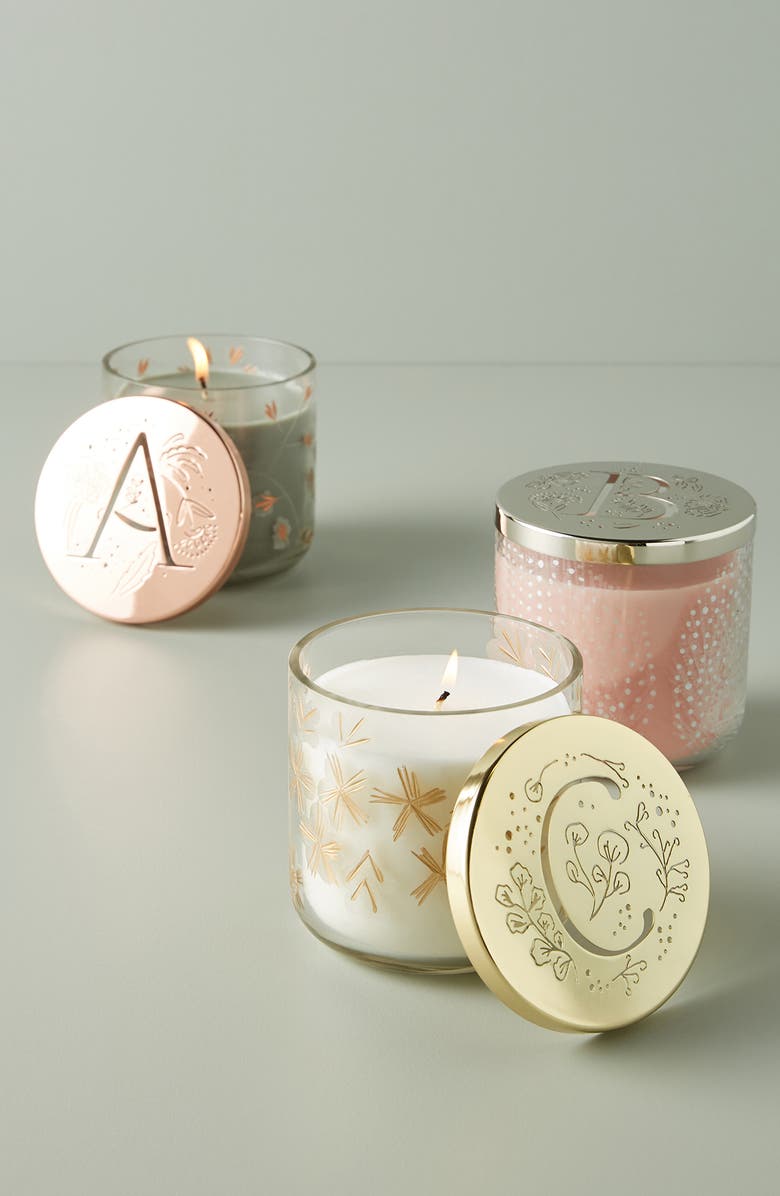 Anthropologie Home Lumi Monogram Scented Candle, Alternate, color, 