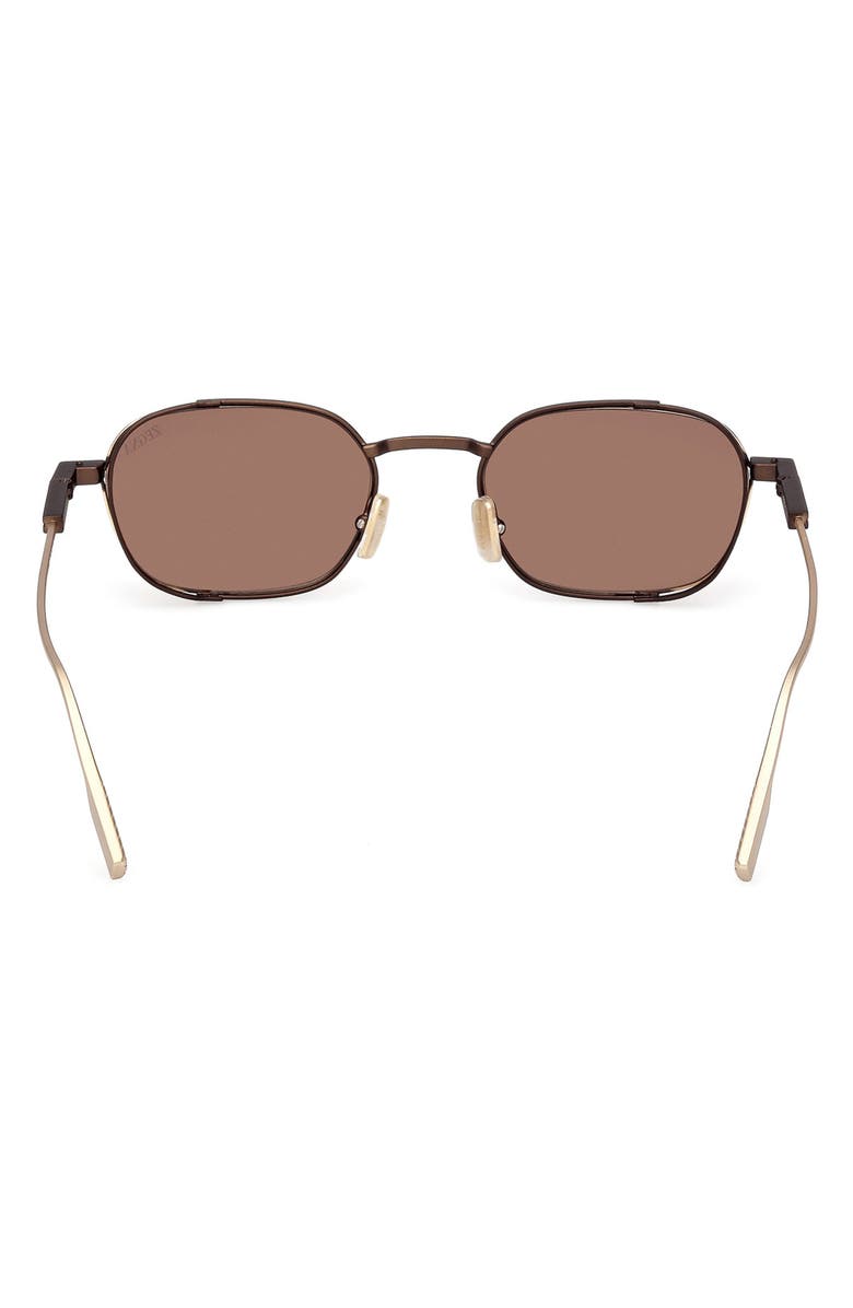 ZEGNA 52mm Geometric Sunglasses, Alternate, color, Dark Brown / Light Brown