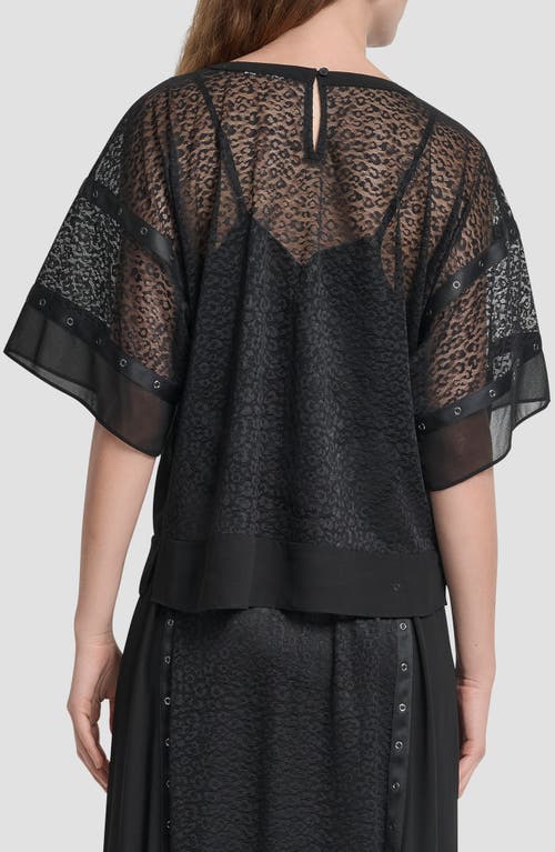 Dkny Flowy Leopard Mesh Boxy Top In Black