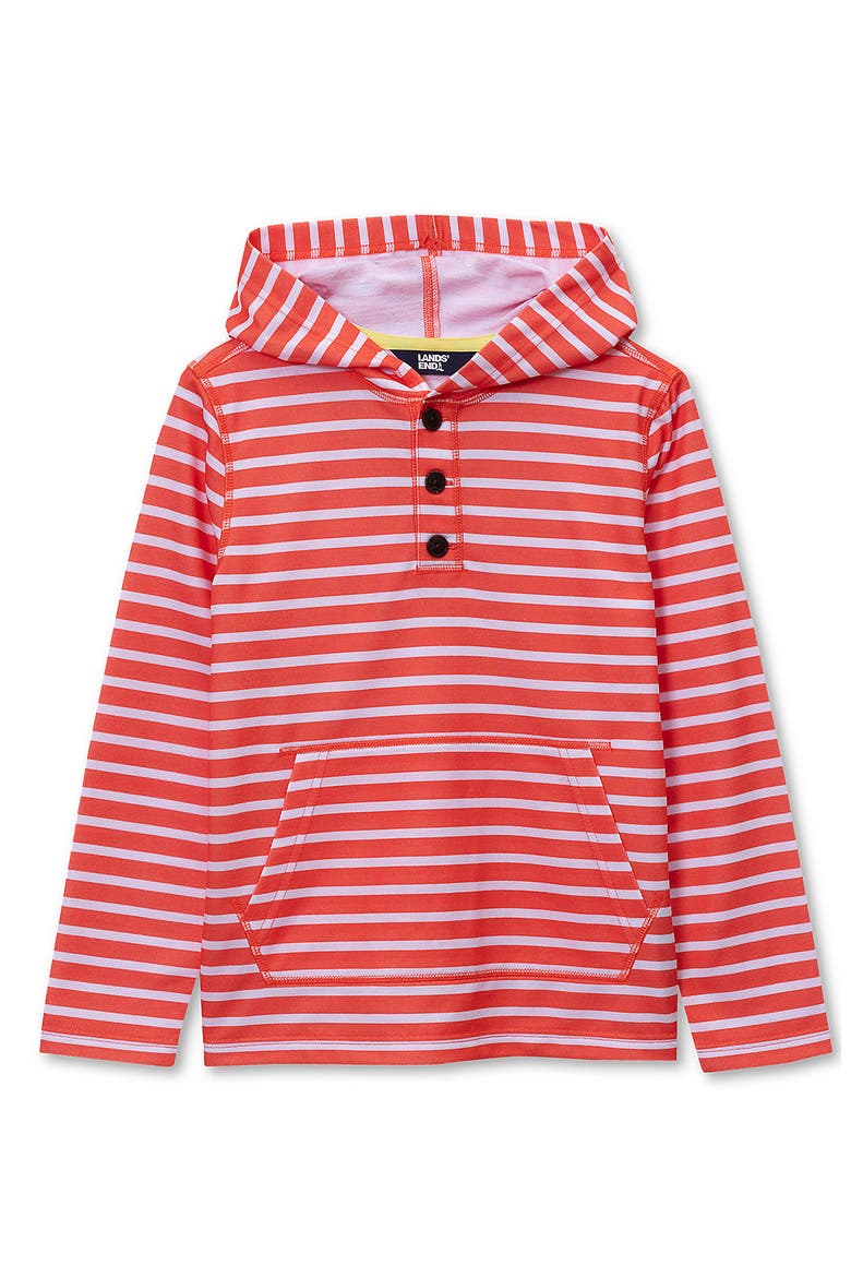 Boys Henley Pullover Hoodie, Main, color, Pink Coral Stripe