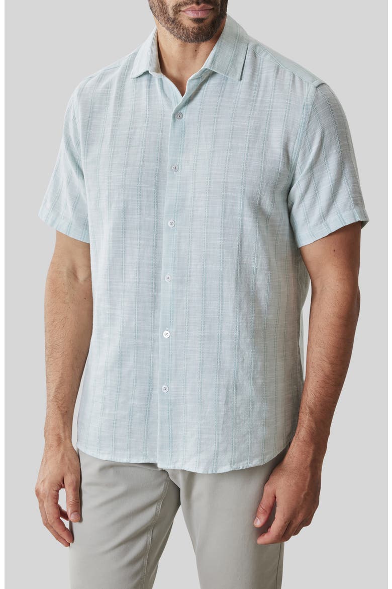 Satoru Short Sleeve Button-Up Shirt, Main, color, AQUA