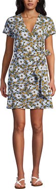 Lands' End Cotton Modal V Neck Mini Wrap Dess
