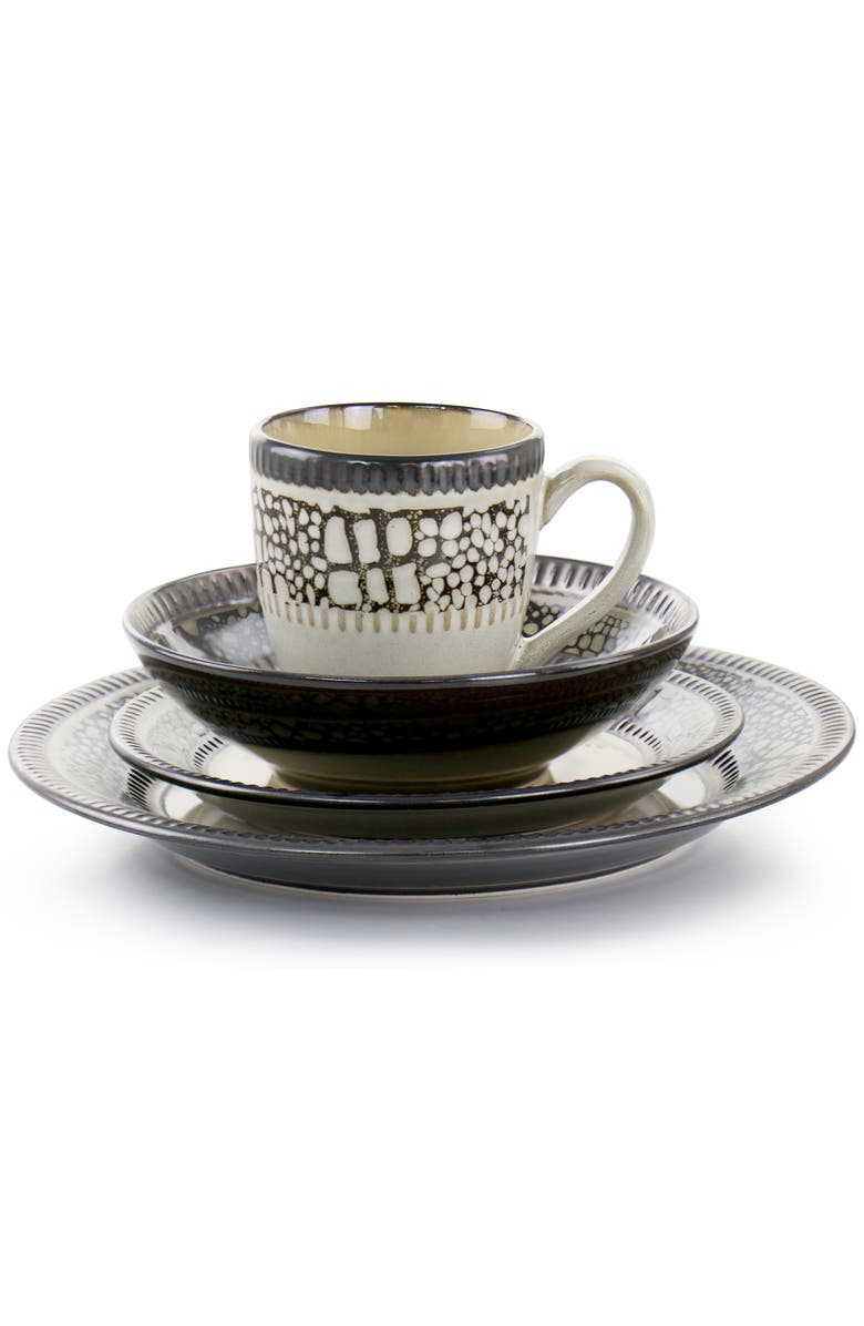 Elama Desert Sand 16 Piece Stoneware Dinnerware Set, Alternate, color, White