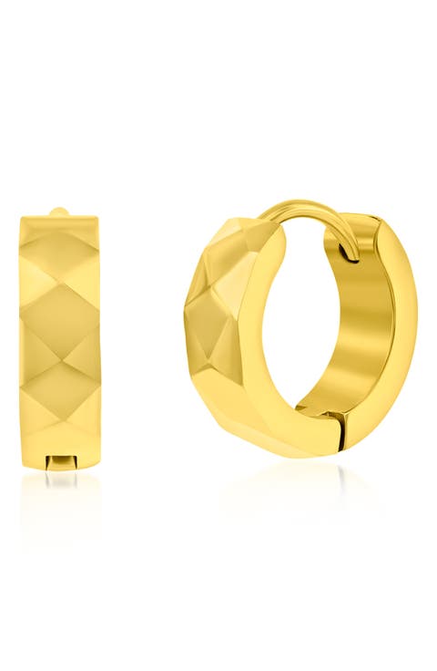 Men's Diamond Texture Huggie Hoop Earrings