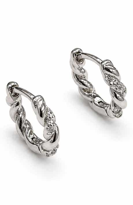 Cubic Zirconia Swirl Huggie Hoop Earrings