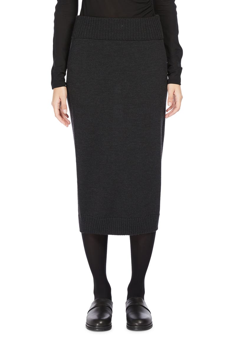 Melk Virgin Wool Midi Skirt, Main, color, DARK GREY
