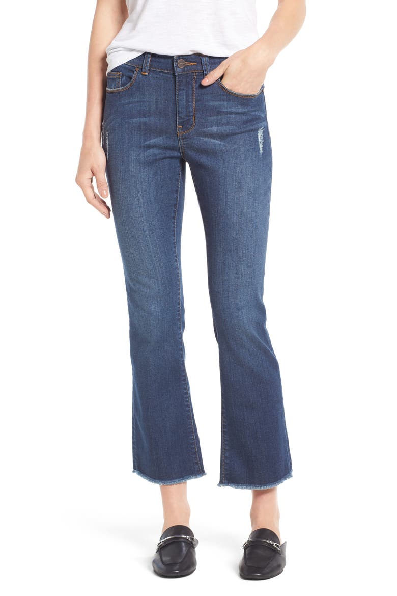Raw Hem Stretch Straight Leg Jeans, Main, color, STARDUST WASH