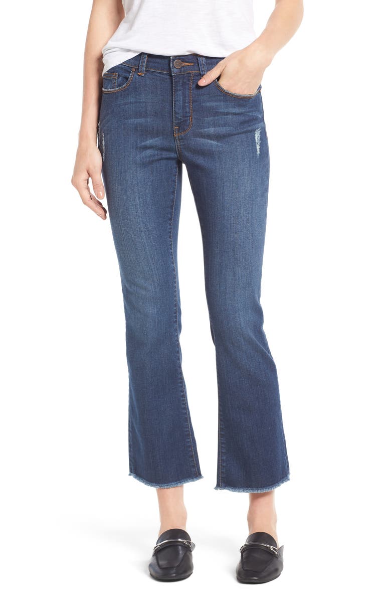 Halogen<sup>®</sup> Raw Hem Stretch Straight Leg Jeans, Main, color,