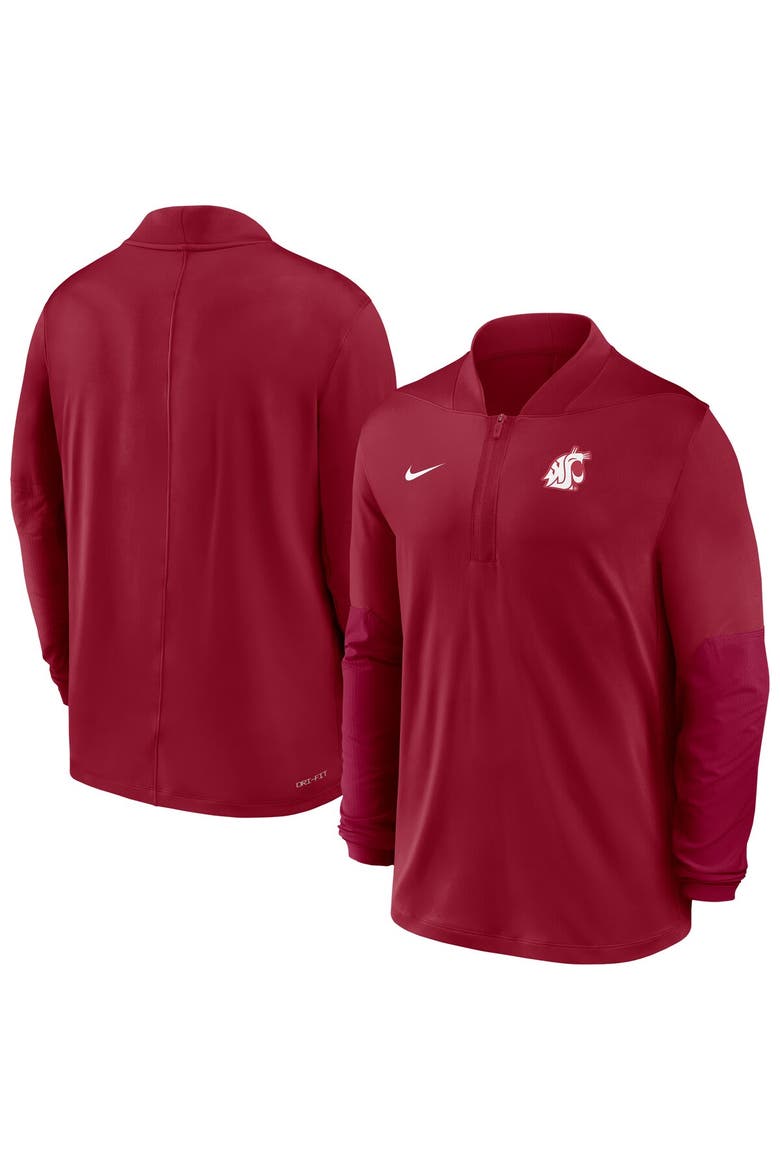 Men's Nike  Crimson Washington State Cougars Dri-FIT Half-Zip Pullover, Main, color, Crimson