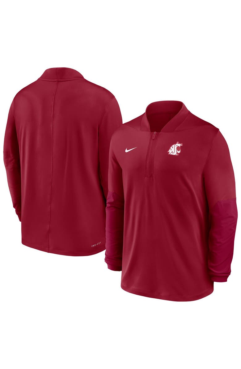 Nike Men's Nike  Crimson Washington State Cougars Dri-FIT Half-Zip Pullover, Main, color, Crimson