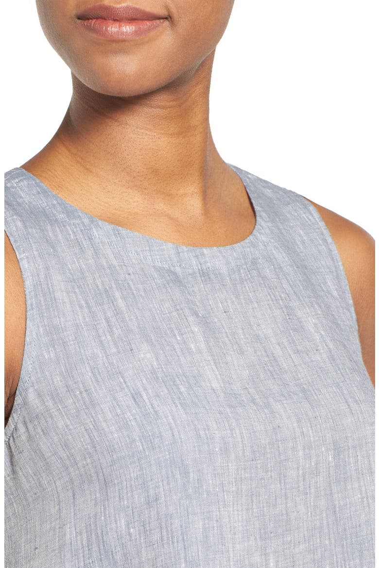 High/Low Linen Chambray Shift Dress, Alternate, color, CHAMBRAY