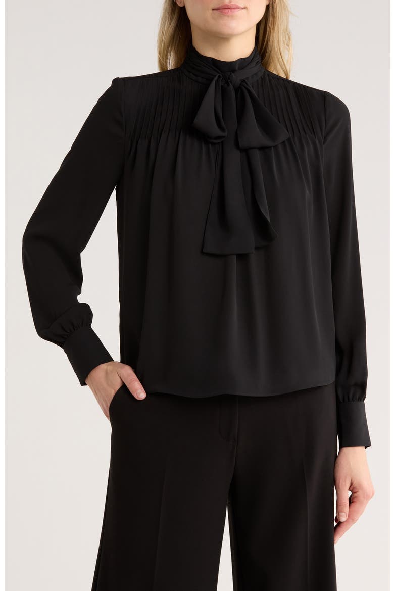Valentine Tie Neck Top, Main, color, BLACK