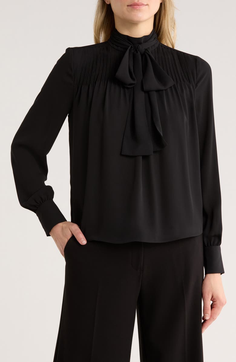 Derek Lam 10 Crosby Valentine Tie Neck Top, Main, color, Black