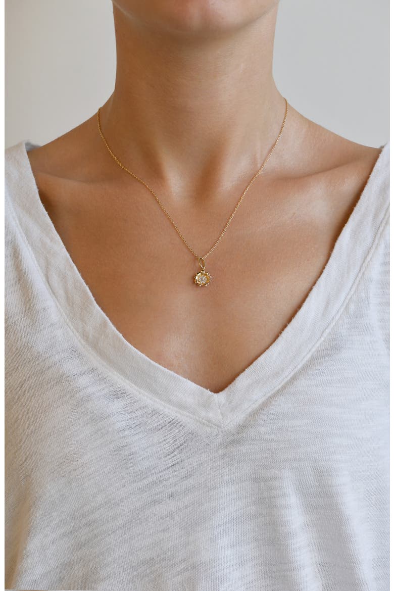 Hope Sunflower Pavé Diamond Pendant, Alternate, color, YELLOW GOLD