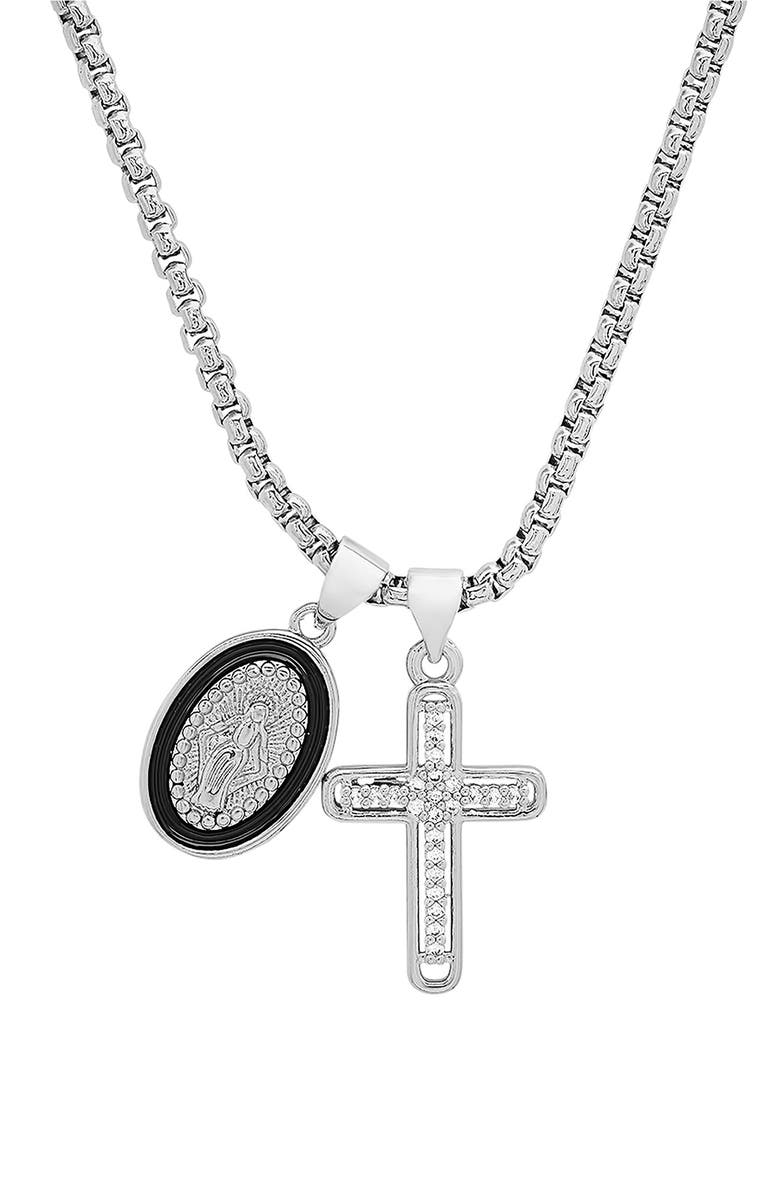 HMY JEWELRY Crystal Cross Necklace, Alternate, color, Metallic