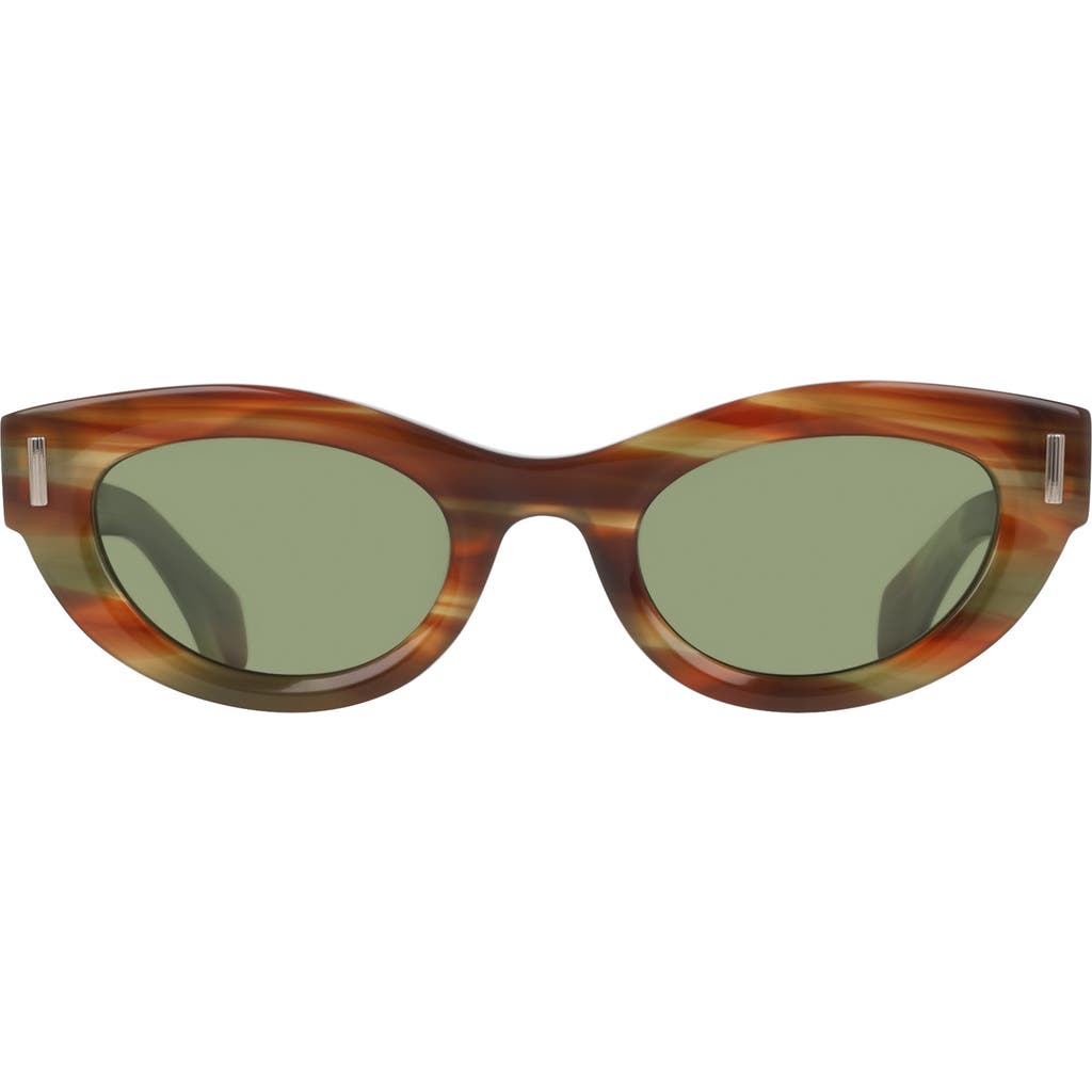 FERRAGAMO 49mm Small Cat Eye Sunglasses in Striped Brown Green  product