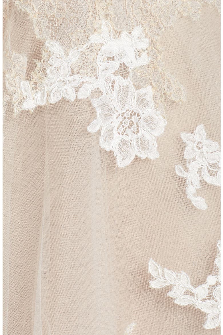 Rachelle Long Sleeve Tulle Wedding Dress, Alternate, color, LATTE