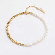 Bliss Diamond Eden 5mm Freshwater Pearl Anklet 18k Gold Plated 9" with 1.5" Extender