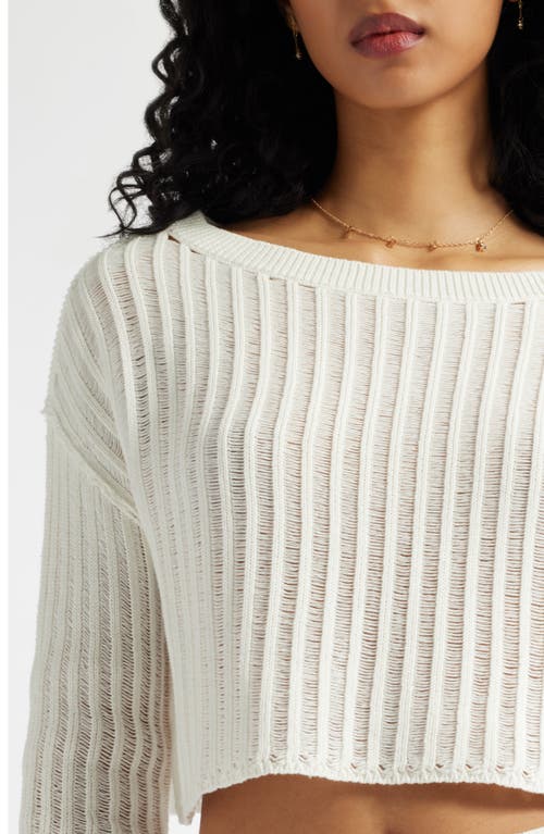 Shop Bp. Open Stitch Crop Sweater In Ivory
