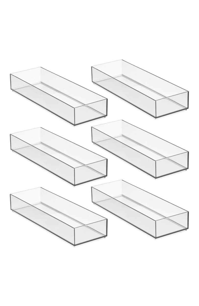 iDesign Plastic Makeup Drawer Organizer Tray - Set of 6 - Clear, Main, color, Clear