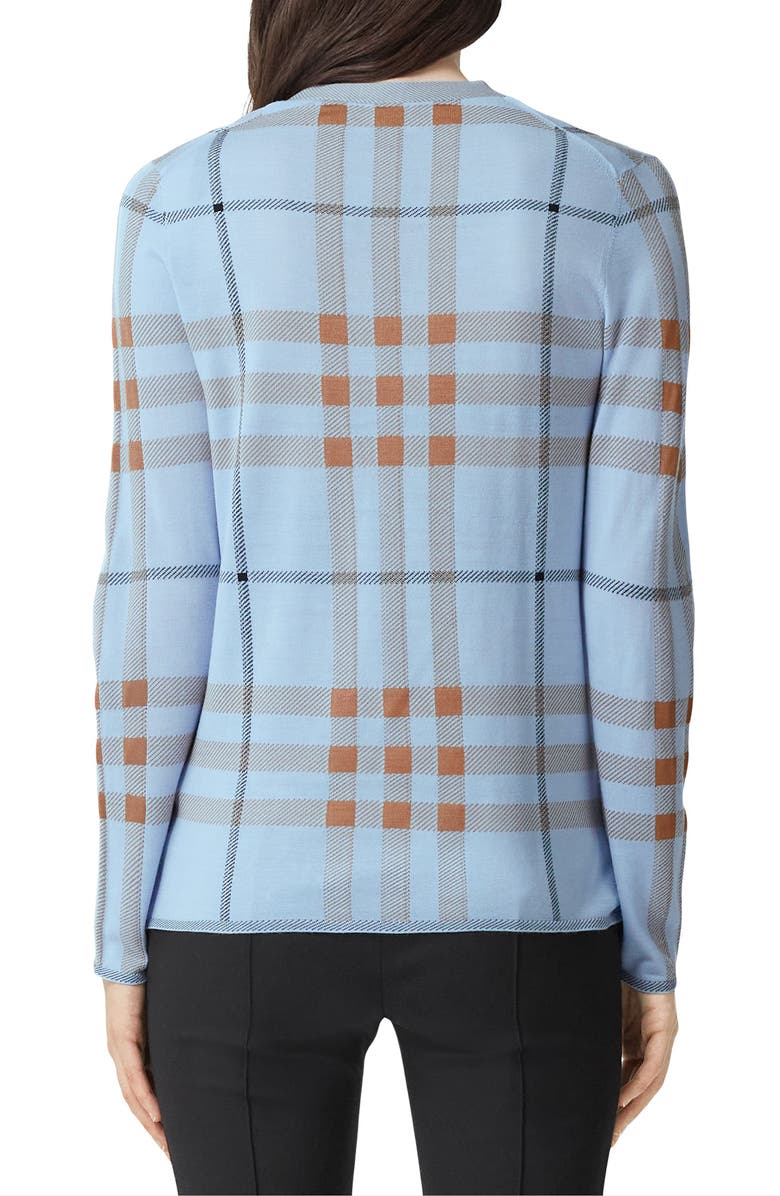 Burberry Ramana Check Jacquard Merino Wool & Silk Blend Cardigan, Alternate, color, 