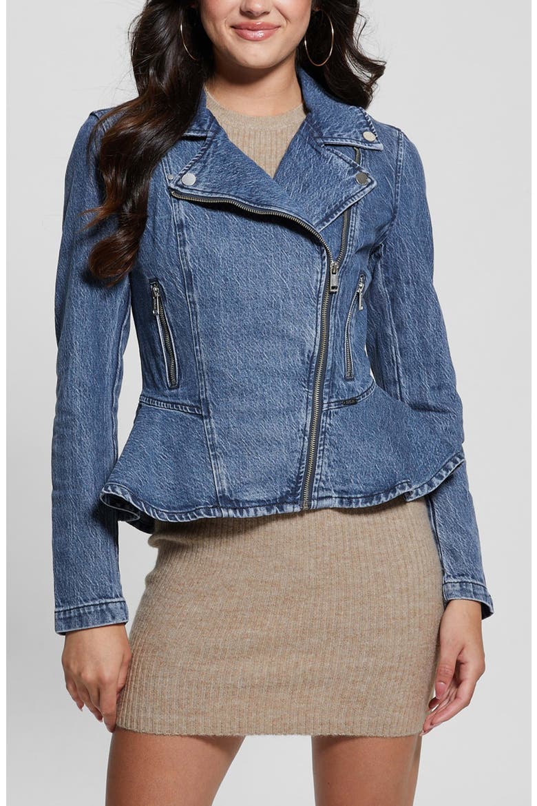 Denim Moto Jacket, Main, color, SYRUS