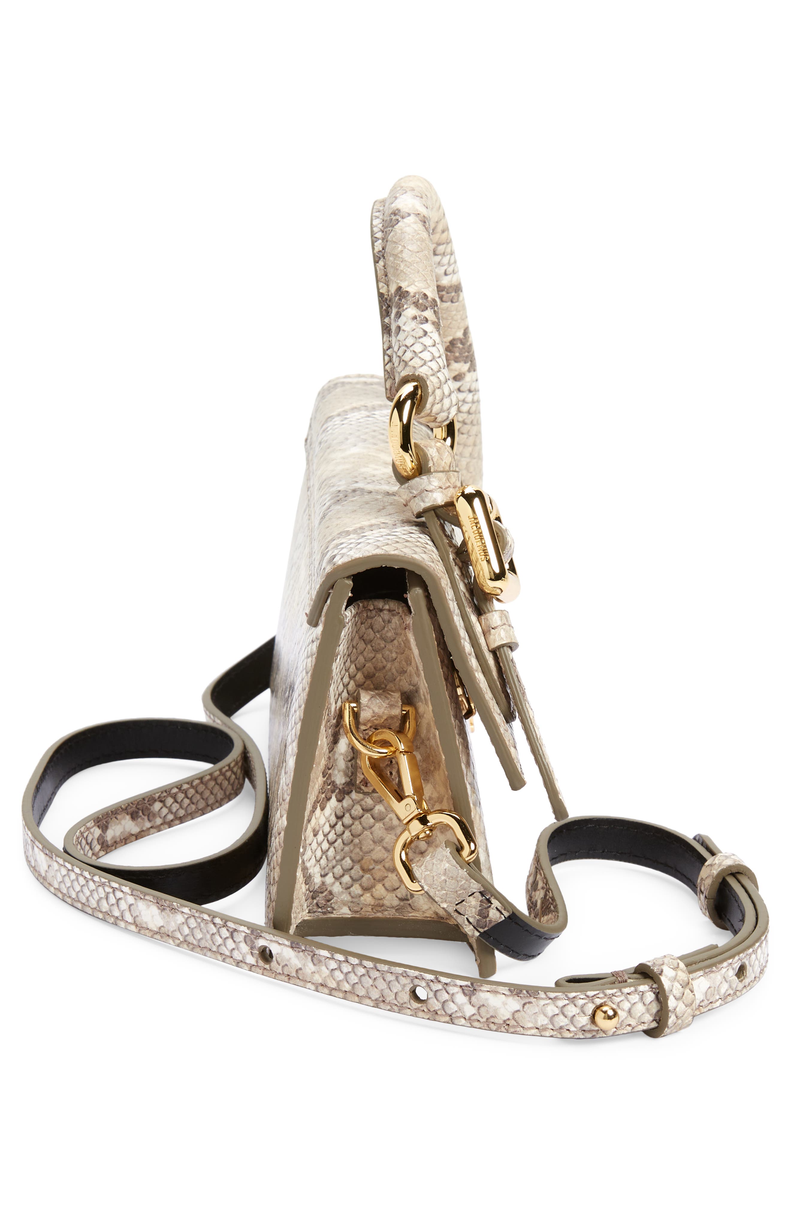 Jacquemus Le Chiquito Long Snake Embossed Leather Crossbody Bag, Alternate, color, 