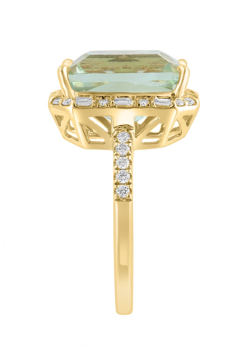 14K Yellow Gold Diamond & Green Amethyst Halo Ring, Alternate, color, 14K Gold