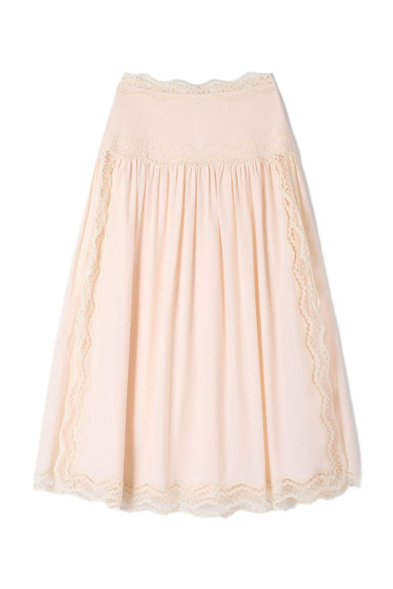 Long cotton skirt with trim, Alternate, color, Light pink