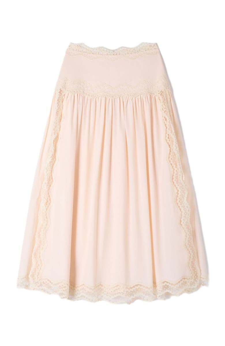 SANDRO Long cotton skirt with trim, Alternate, color, Light Pink