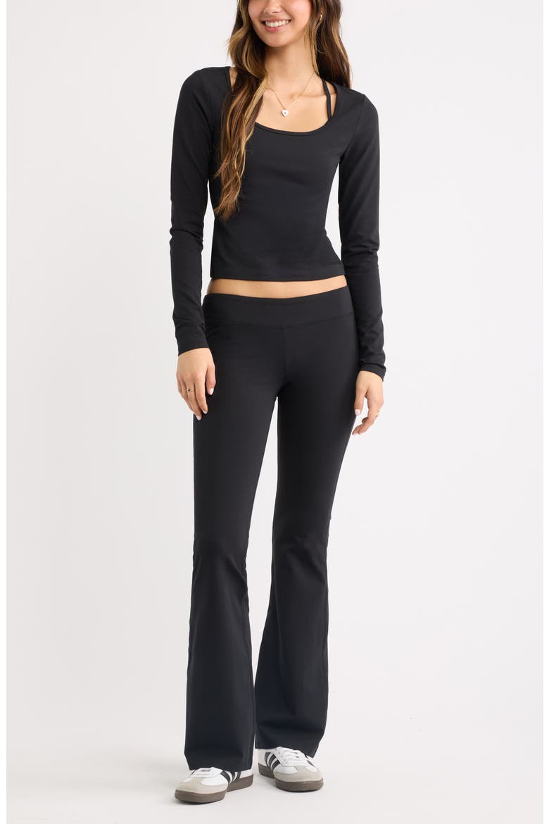 Deep Scoop Neck Long Sleeve Tee, Alternate, color, BLACK