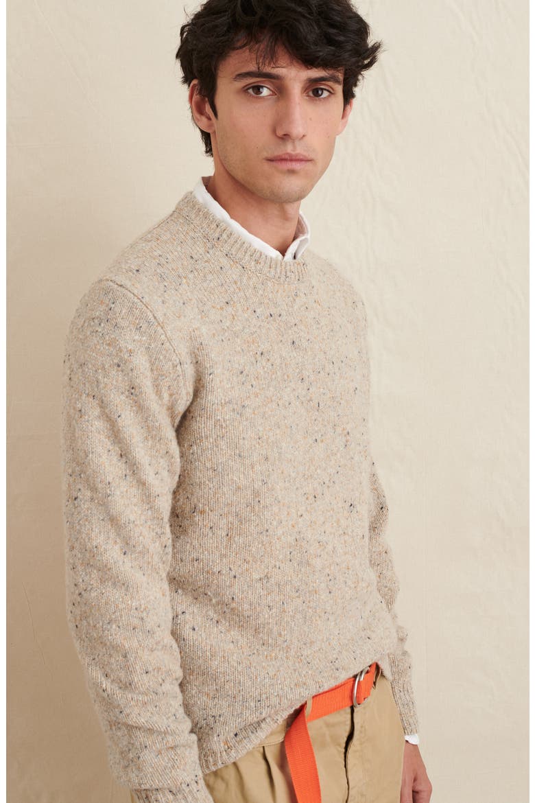 Donegal Crewneck Merino Wool Blend Sweater, Alternate, color, OATMEAL DONEGAL