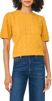 Vince Camuto Cable Stitch Puff Sleeve Sweater