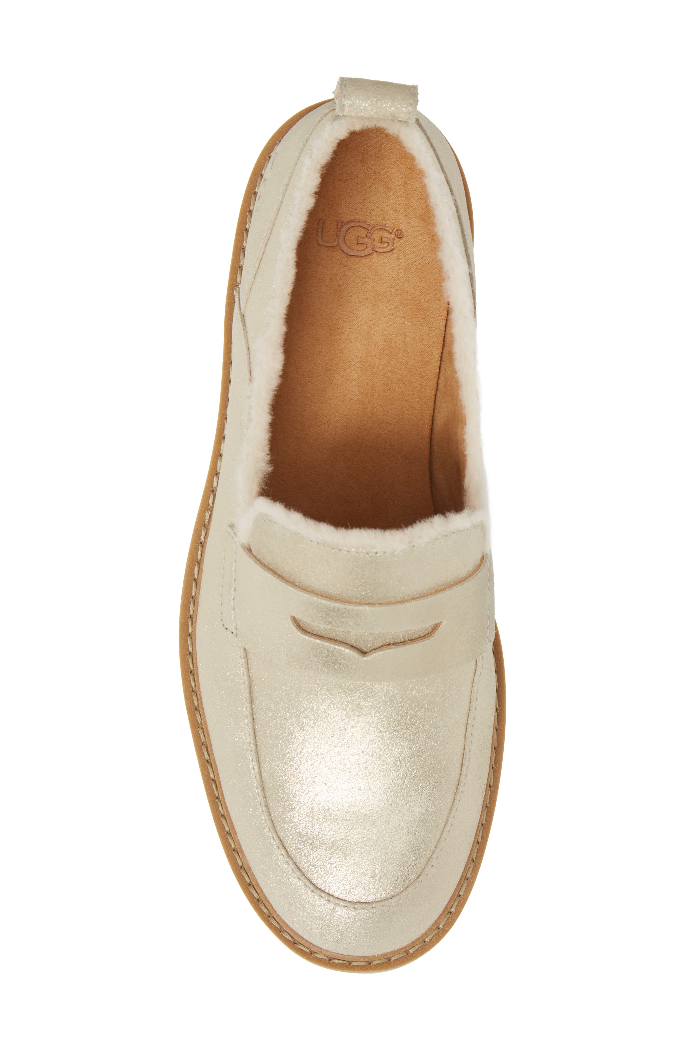 Atwater Metallic Wedge Loafer, Alternate, color, GOLD LEATHER