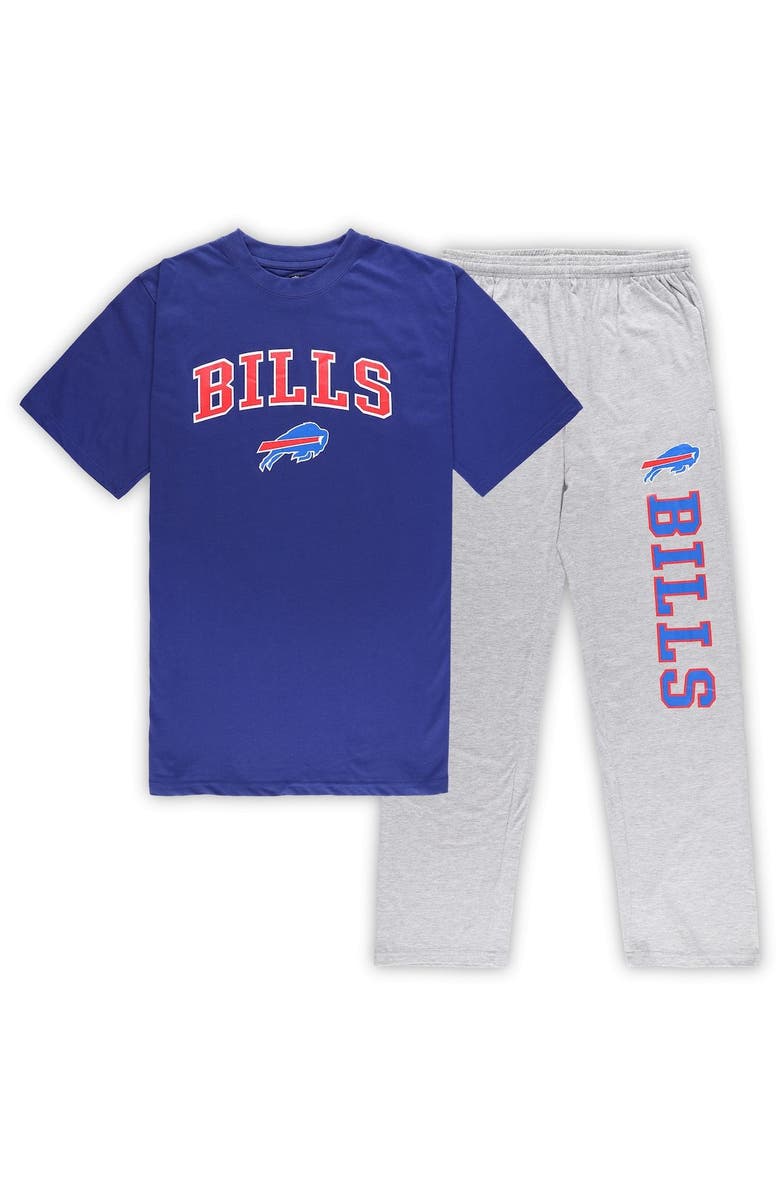 CONCEPTS SPORT Men's Concepts Sport Royal/Heather Gray Buffalo Bills Big & Tall T-Shirt & Pants Sleep Set, Main, color, Royal