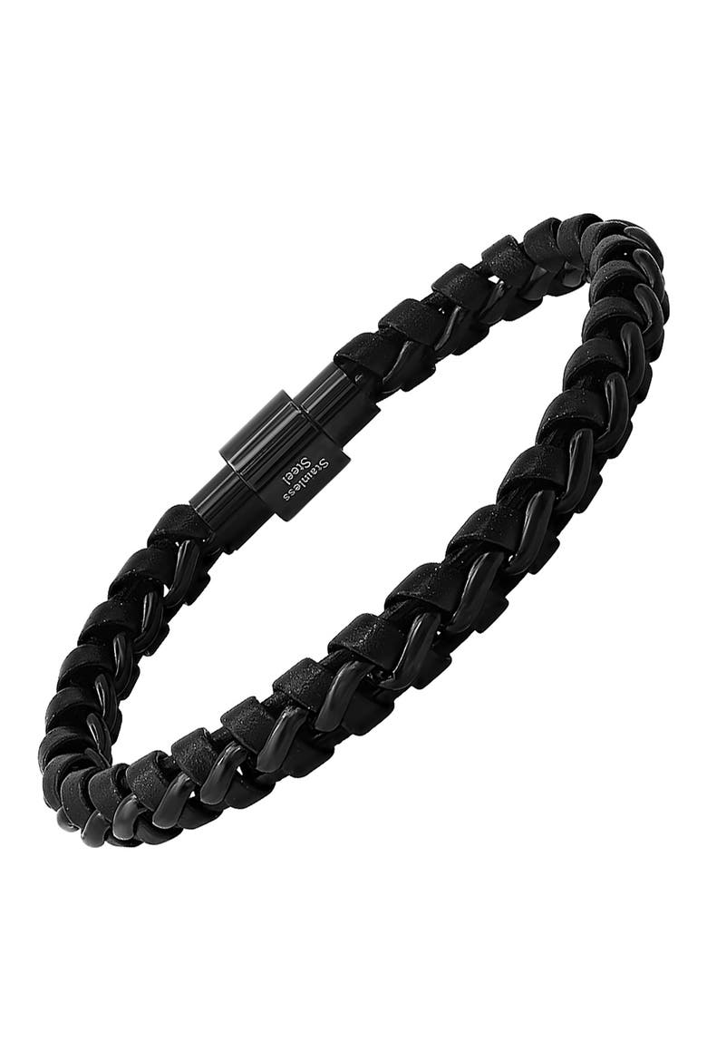 Braided Leather Bracelet, Alternate, color, BLACK
