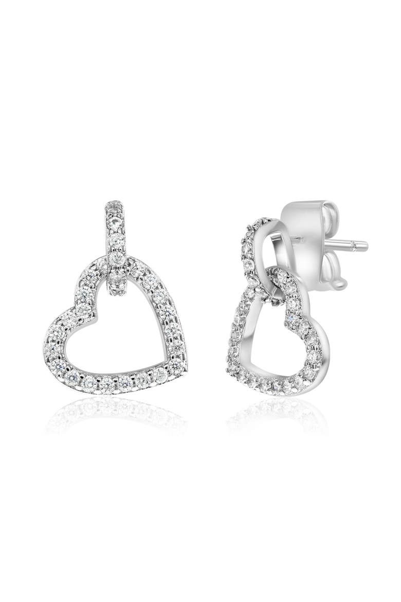 Set Of 2 Pave Heart Earrings, Alternate, color, Silver