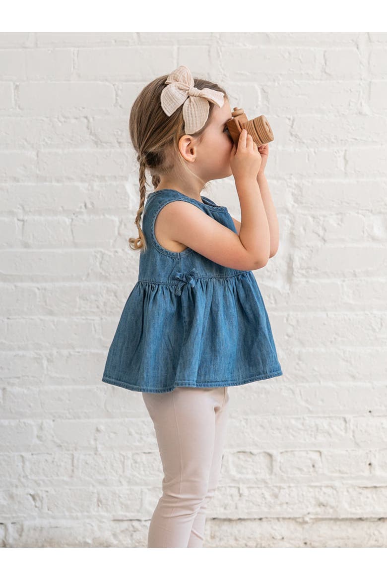 Organic Lana Chambray Ruffle and Bow Tank, Alternate, color, Chambray