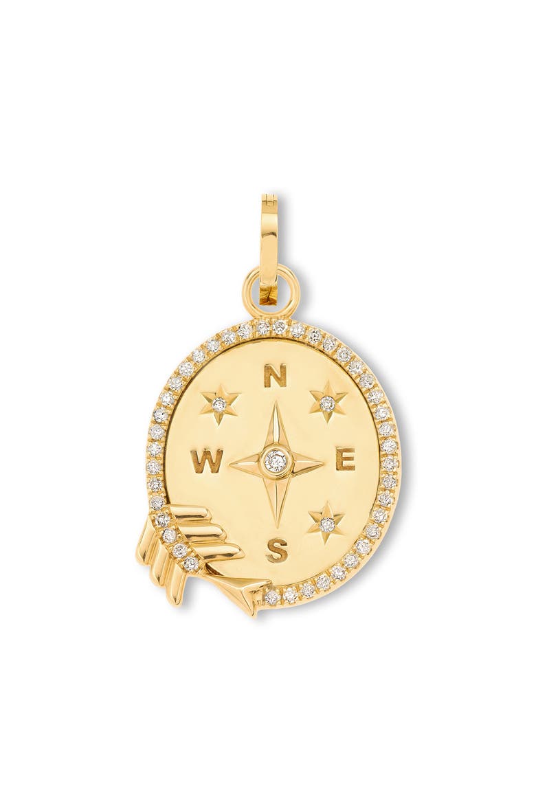Pavé Diamond Compass Pendant, Main, color, YELLOW