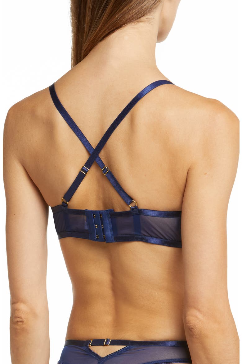 Andie Lace Trim Mesh Underire Bra & Thong Set, Alternate, color, ESTATE BLUE