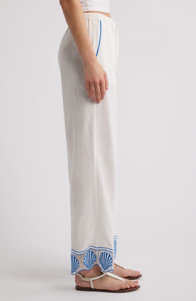 Rails Tildi Shell Embroidered Cotton & Linen Pants, Alternate, color, White