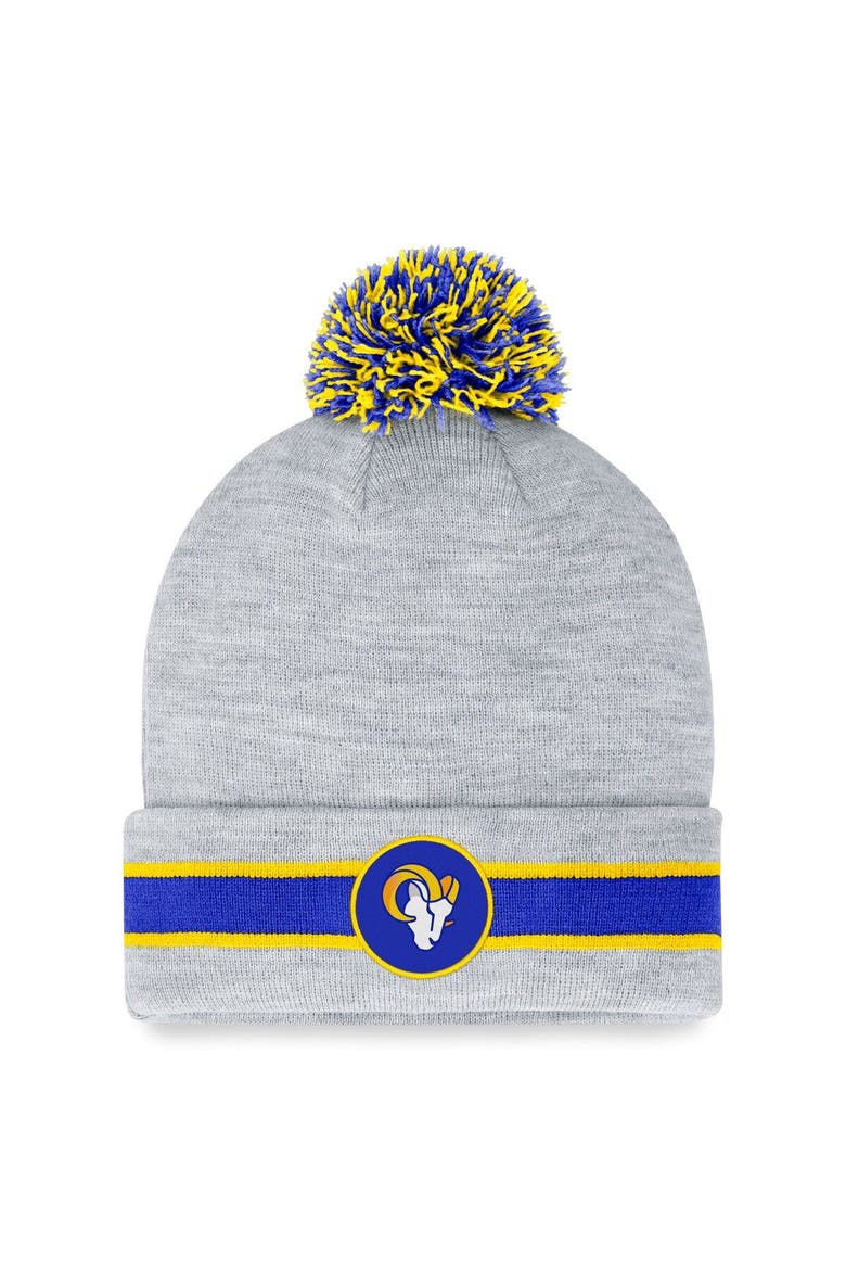 Men's Fanatics Branded  Heather Gray Los Angeles Rams Cuffed Knit Hat with Pom, Main, color, Heather Gray