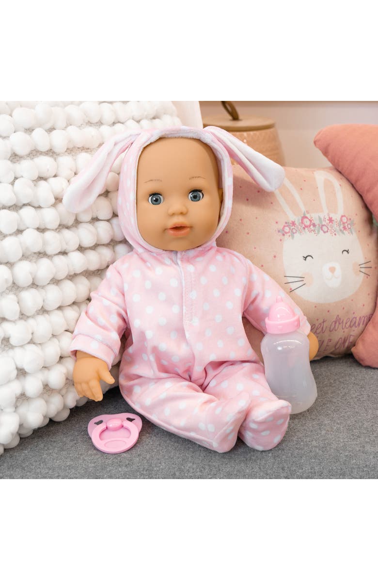 Bayer Design First Words Baby Anna Pink Bunny 24 Sounds 15" Doll Pacifier+Bottle, Alternate, color, Multicolored